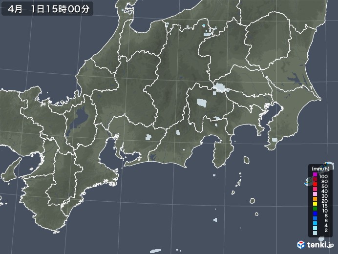 東海地方の雨雲レーダー(2023年04月01日)