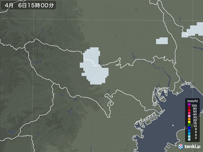 東京都の雨雲レーダー(2023年04月06日)