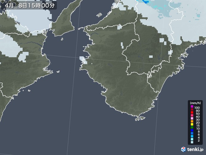 和歌山県の雨雲レーダー(2023年04月08日)