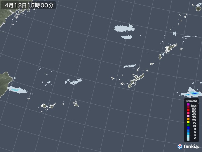 沖縄地方の雨雲レーダー(2023年04月12日)