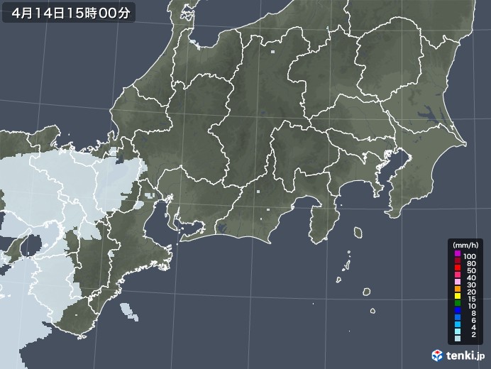 東海地方の雨雲レーダー(2023年04月14日)