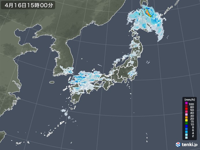 雨雲レーダー(2023年04月16日)