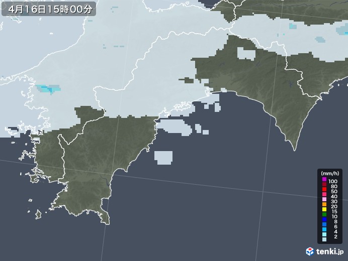 高知県の雨雲レーダー(2023年04月16日)