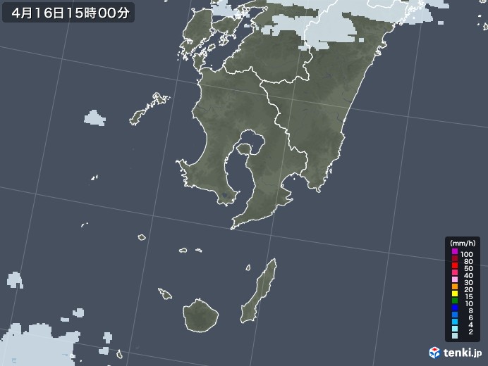 鹿児島県の雨雲レーダー(2023年04月16日)