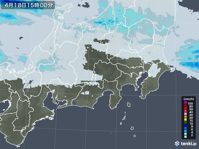 関東・甲信地方の雨雲レーダー(2023年04月18日)
