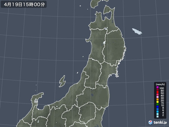 東北地方の雨雲レーダー(2023年04月19日)
