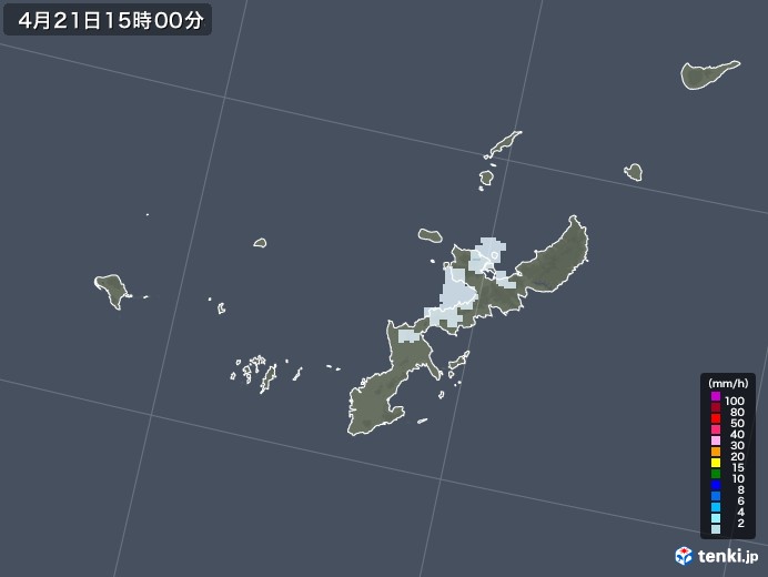 沖縄県の雨雲レーダー(2023年04月21日)