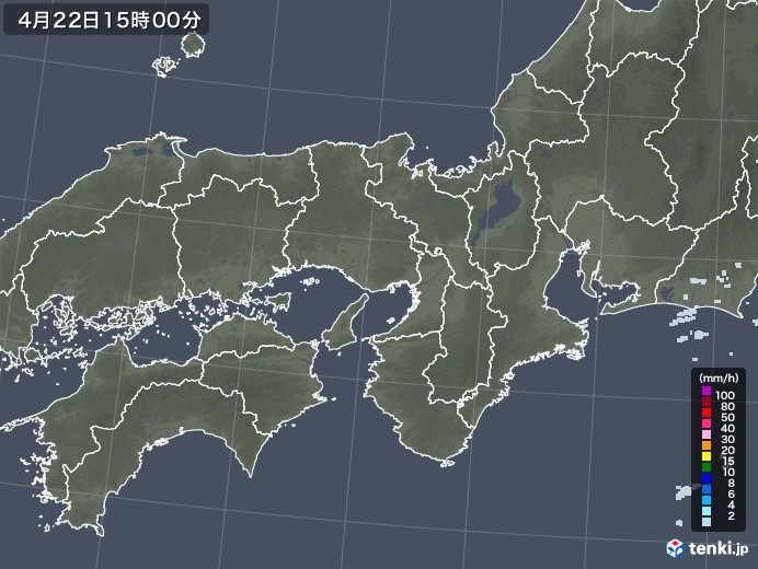 近畿地方の雨雲レーダー(2023年04月22日)