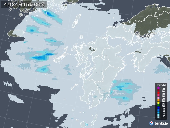 九州地方の雨雲レーダー(2023年04月24日)