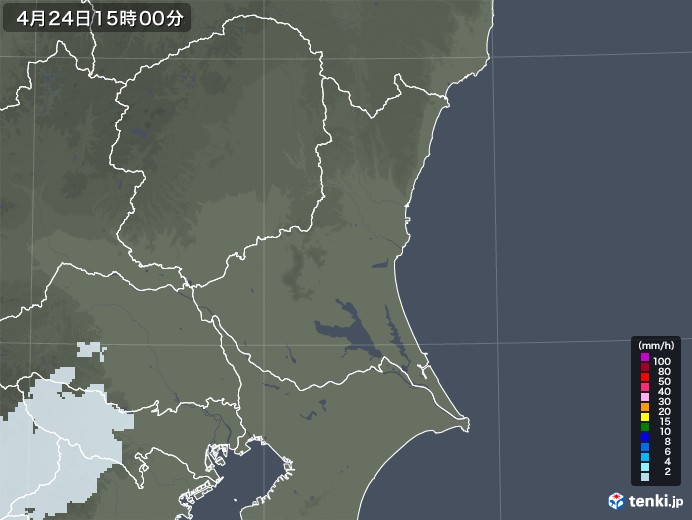 茨城県の雨雲レーダー(2023年04月24日)