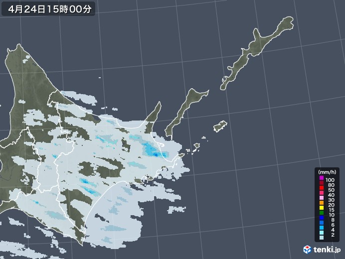 道東の雨雲レーダー(2023年04月24日)