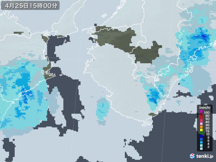 和歌山県の雨雲レーダー(2023年04月25日)
