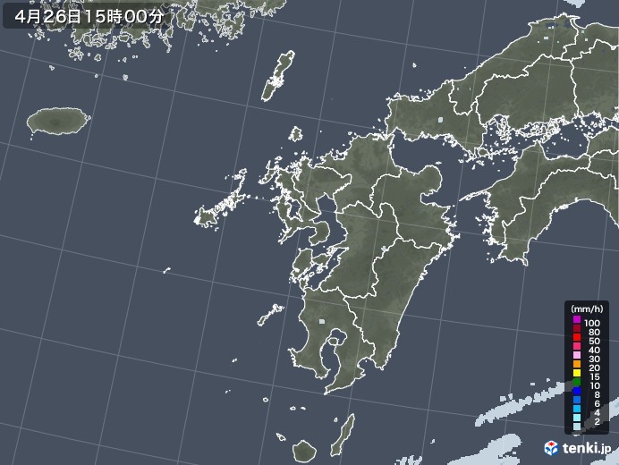 九州地方の雨雲レーダー(2023年04月26日)