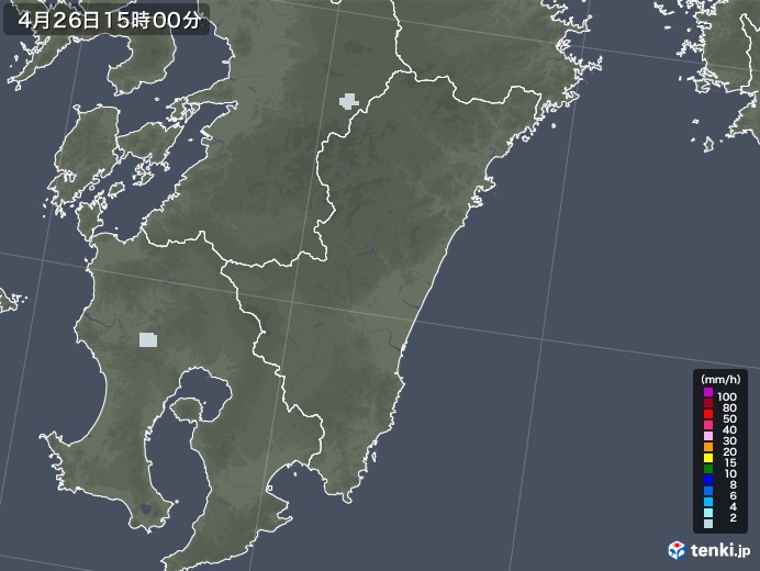 宮崎県の雨雲レーダー(2023年04月26日)