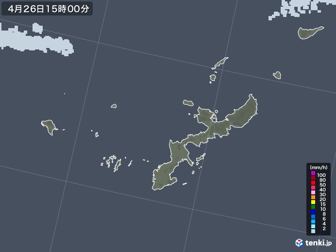 沖縄県の雨雲レーダー(2023年04月26日)