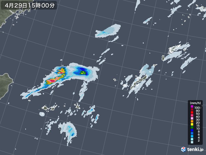 沖縄地方の雨雲レーダー(2023年04月29日)