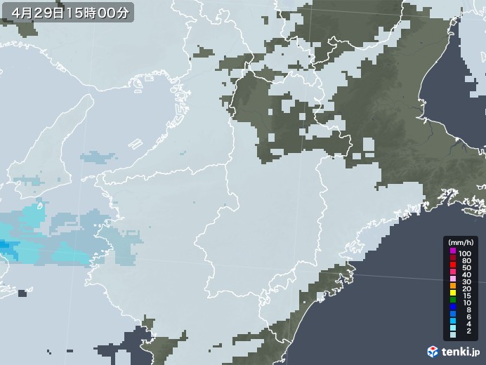 奈良県の雨雲レーダー(2023年04月29日)