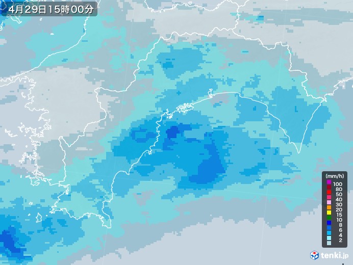 高知県の雨雲レーダー(2023年04月29日)