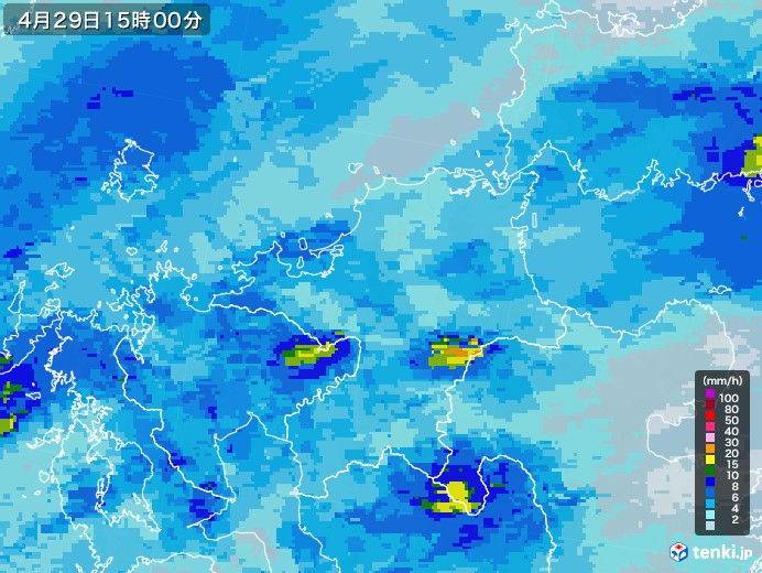 福岡県の雨雲レーダー(2023年04月29日)