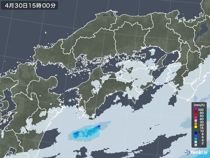 四国地方の雨雲レーダー(2023年04月30日)