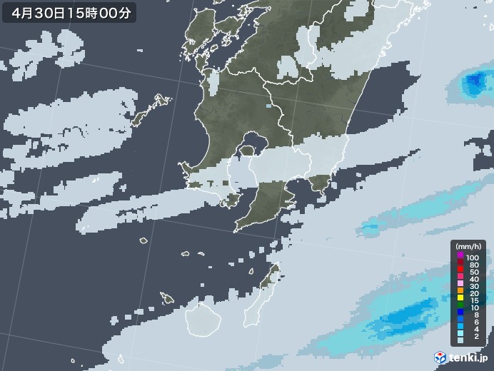 鹿児島県の雨雲レーダー(2023年04月30日)