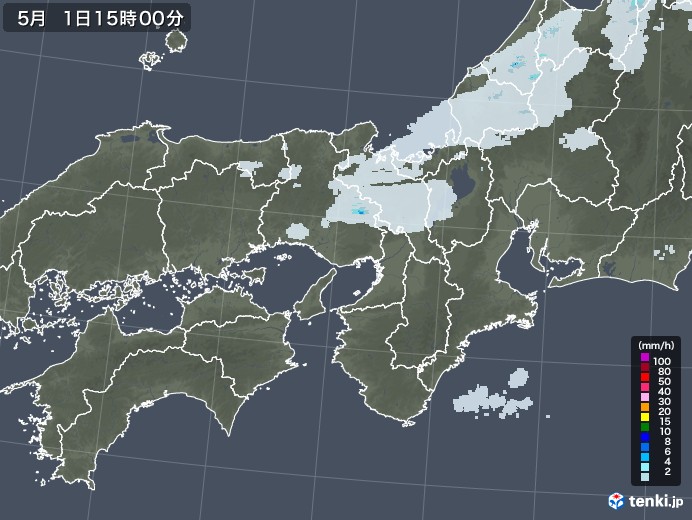 近畿地方の雨雲レーダー(2023年05月01日)