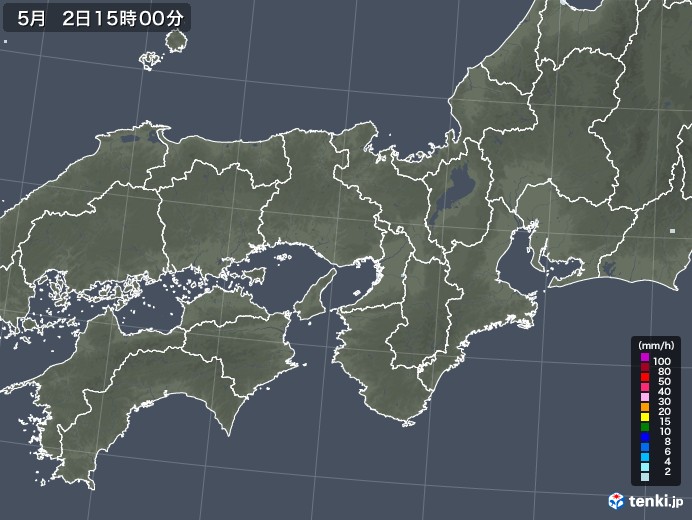 近畿地方の雨雲レーダー(2023年05月02日)