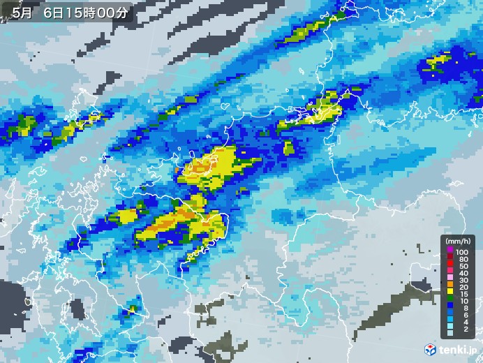 福岡県の雨雲レーダー(2023年05月06日)