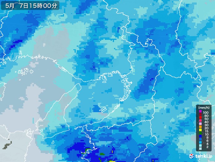 大阪府の雨雲レーダー(2023年05月07日)