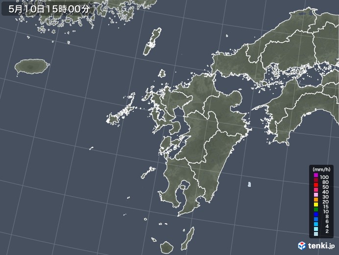 九州地方の雨雲レーダー(2023年05月10日)