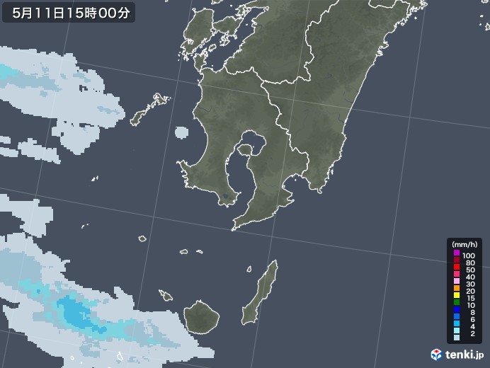 鹿児島県の雨雲レーダー(2023年05月11日)