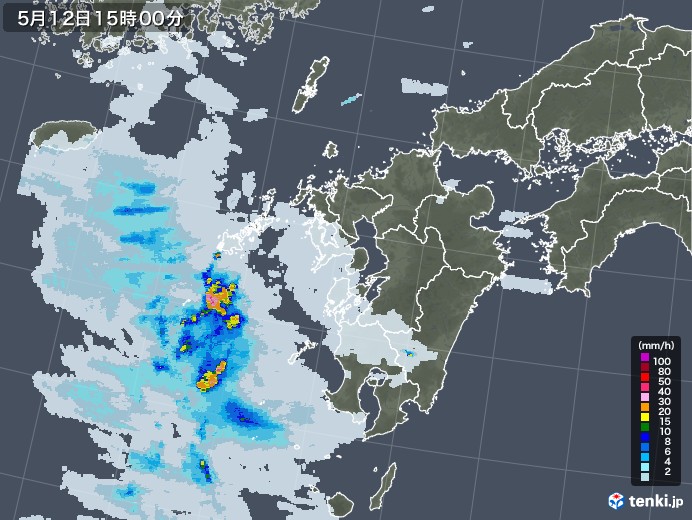 九州地方の雨雲レーダー(2023年05月12日)