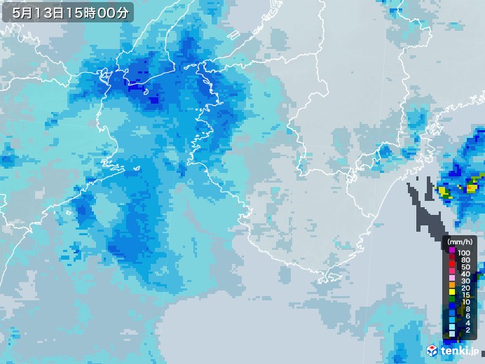 和歌山県の雨雲レーダー(2023年05月13日)