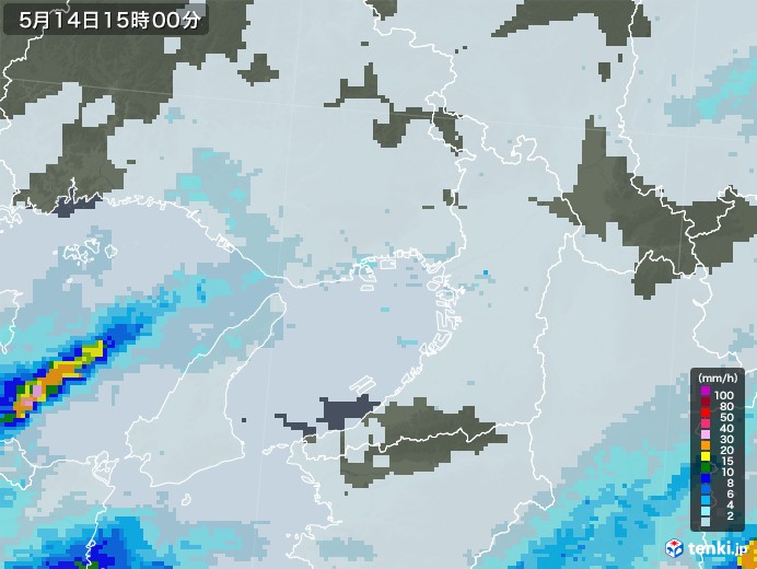 大阪府の雨雲レーダー(2023年05月14日)