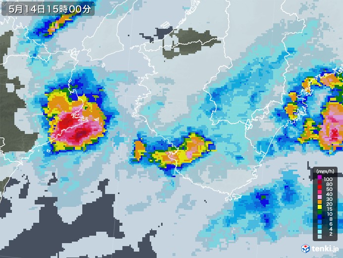和歌山県の雨雲レーダー(2023年05月14日)
