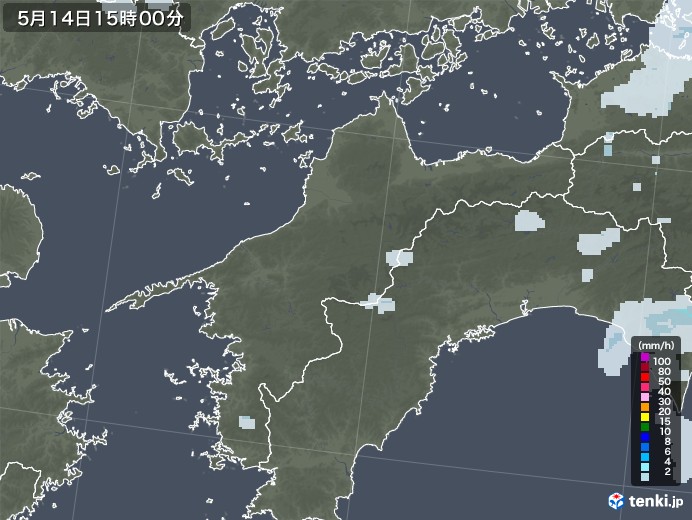 愛媛県の雨雲レーダー(2023年05月14日)