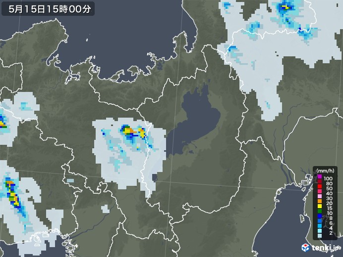 滋賀県の雨雲レーダー(2023年05月15日)