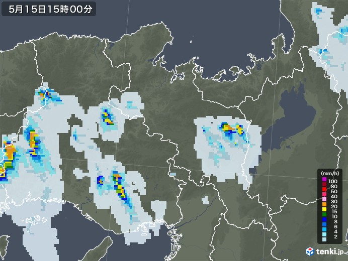 京都府の雨雲レーダー(2023年05月15日)