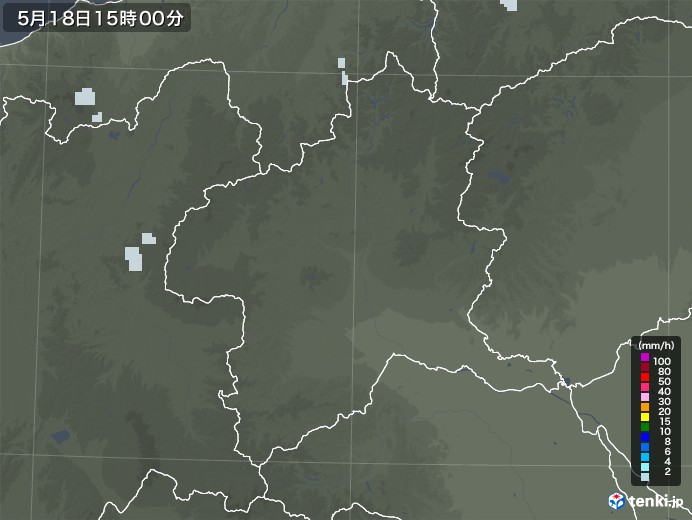 群馬県の雨雲レーダー(2023年05月18日)