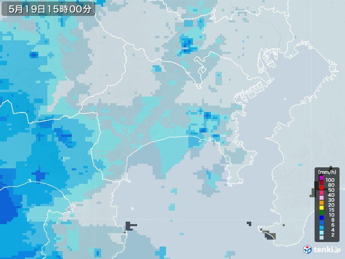 神奈川県の雨雲レーダー(2023年05月19日)