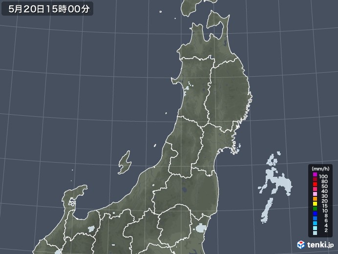 東北地方の雨雲レーダー(2023年05月20日)