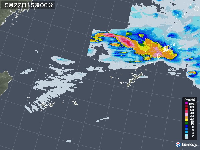沖縄地方の雨雲レーダー(2023年05月22日)