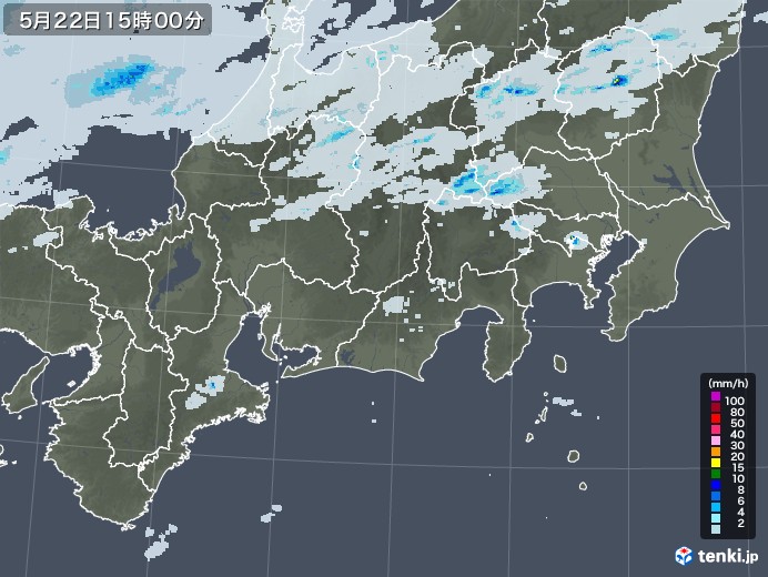 東海地方の雨雲レーダー(2023年05月22日)