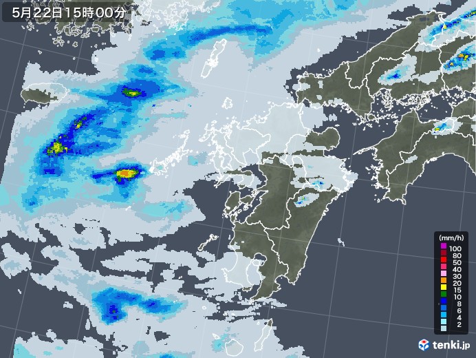 九州地方の雨雲レーダー(2023年05月22日)