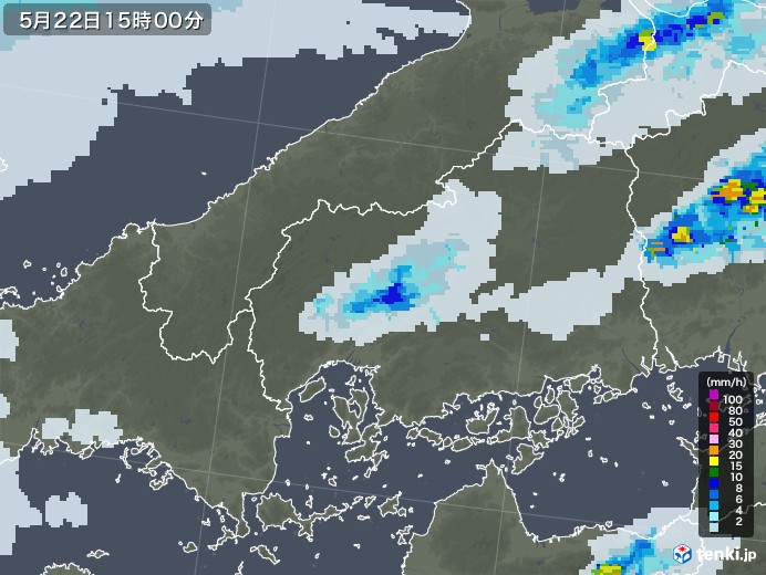 広島県の雨雲レーダー(2023年05月22日)