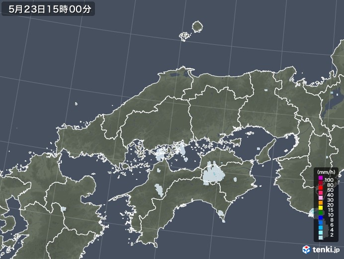 中国地方の雨雲レーダー(2023年05月23日)