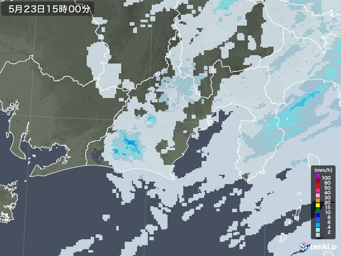 静岡県の雨雲レーダー(2023年05月23日)