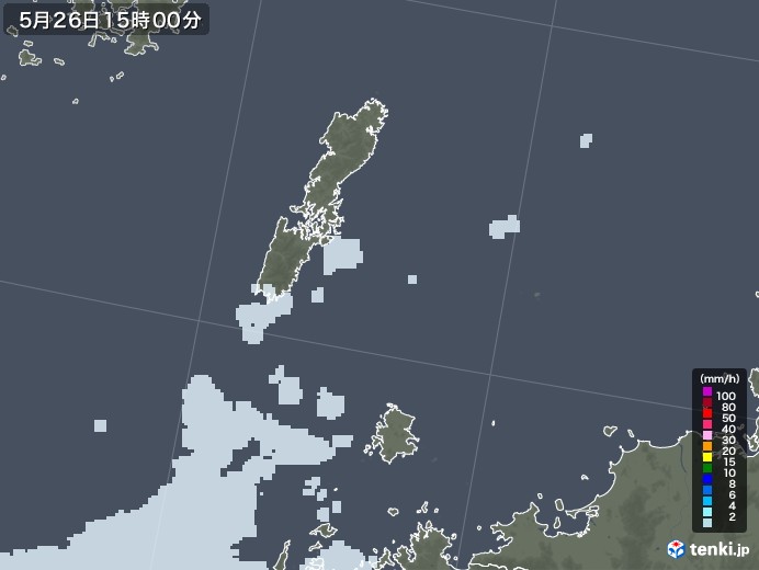壱岐・対馬(長崎県)の雨雲レーダー(2023年05月26日)