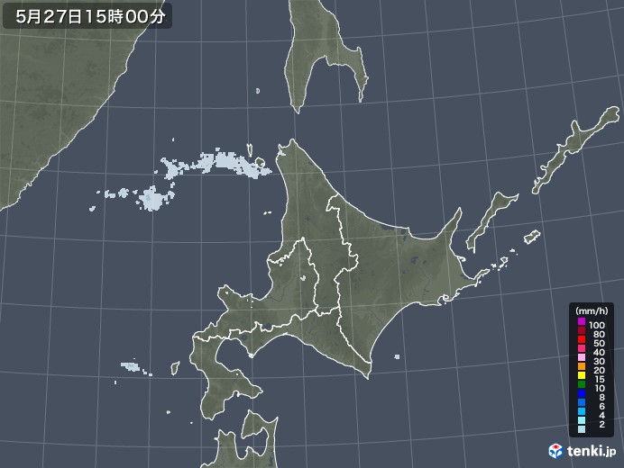 北海道地方の雨雲レーダー(2023年05月27日)