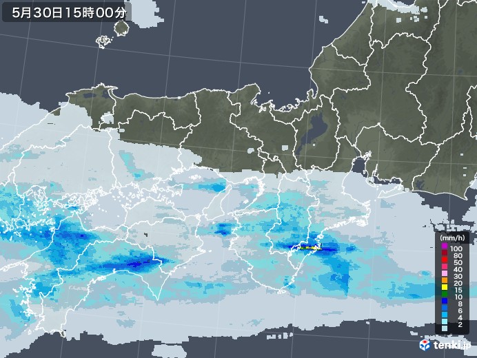 近畿地方の雨雲レーダー(2023年05月30日)